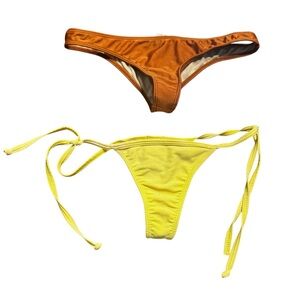 Blue Moves Bikini Bottoms Lot of 2 Size Small Tie Side Yellow & Rust